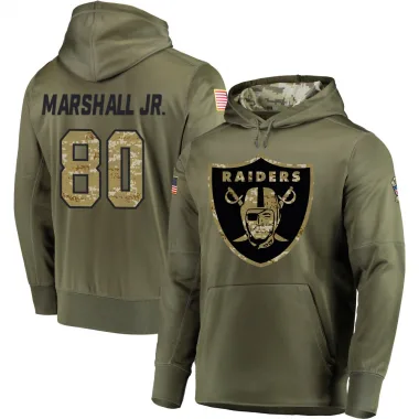 Olive Men's Terrace Marshall Jr. Las Vegas Raiders Salute to Service Pullover Hoodie